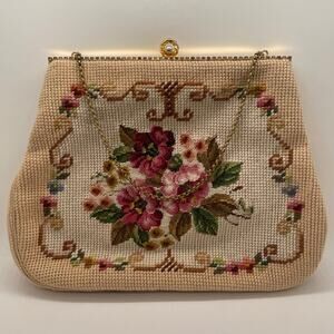 VTG Christine Custom Bags Needlepoint Floral Shoulder Purse